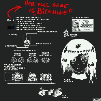 animated animated_gif bit_(a-systems) bow chibi dual_persona guandanarian hair_bow monochrome original pixel_art translation_request upper_body