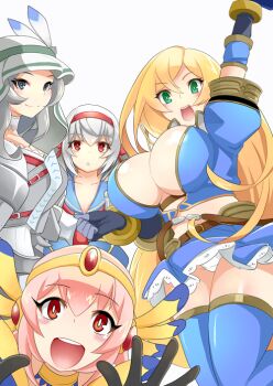 Rule 34 | azure (armor), blonde hair, breasts, capcom, green eyes, large breasts, monster hunter (series), multiple girls, pink hair, red eyes, silver hair