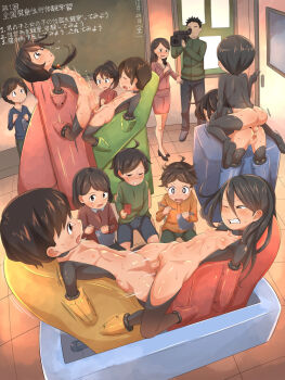 6+boys 6+girls ass black_hair blush breasts chalkboard kodomo_doushi classroom clenched_teeth clitoris closed_eyes collarbone cum cum_in_pussy hand_in_shorts hetero highres holding imuneko indoors japanese_text loli long_hair long_sleeves looking_up machine multiple_boys multiple_girls nipples open_mouth original penis pussy sex shorts shota sideways_mouth sitting skirt small_breasts standing sweat tears teeth tile_floor tiles translation_request uncensored vaginal