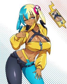 1girl breasts canari_(pokemon) dark-skinned_female dark_skin highres large_breasts nintendo pokemon pokemon_legends:_z-a zuchysdraws