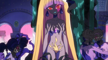 6+girls anime_screenshot ball_gag bdsm bit_gag black_skin blindfold blonde_hair blue_hair blue_lips bondage bound breasts collar colored_skin drooling femdom flip_flappers gag gagged gimp_mask gradient_hair harem highres lipstick long_hair makeup mask medium_breasts multicolored_hair multiple_girls non-web_source orange_hair red_eyes saliva small_breasts smile solo_focus very_long_hair welwitschia_(flip_flappers) wet wiffle_gag