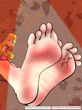1girl absurdres domination dominatrix feet feet_above_head feet_out_of_frame feet_together femdom foot_worship giant giantess gts highres nintendo princess_zelda smell smelling smelling_feet smelly. soles sweat sweatdrop the_legend_of_zelda