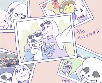 artist_request brown_hair couple frisk_(undertale) goat sans_(undertale) short_hair skeleton toriel undertale utdr_(toby_fox)