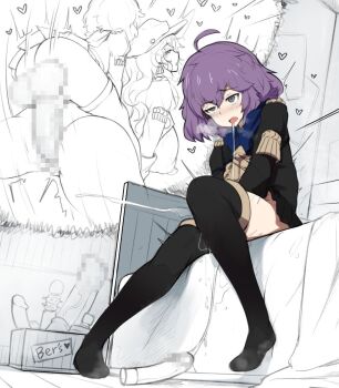 1futa 1girl ahoge bernadetta_von_varley breasts breasts_out censored dildo dorothea_arnault drooling fire_emblem fire_emblem:_three_houses frog_embrace_position futa_with_female futanari has_uncensored_version highres huge_breasts huge_penis imagining masturbation multiple_girls nintendo penis purple_hair sex sex_from_behind sex_toy sinensian smaller_dominant testicles vaginal
