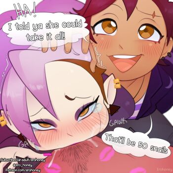 1boy 2girls :d amity_blight assisted_fellatio bisexual_female blush brown_eyes cuckquean cum cum_in_mouth dark-skinned_female dark_skin deepthroat earrings elf english_text ero_honey eyelashes eyeshadow fellatio fingernails forced half-closed_eyes hand_on_another&#039;s_head hetero highres holding_detached_head irrumatio jewelry lips lipstick lipstick_mark loli long_fingernails looking_at_viewer luz_noceda makeup mascara multiple_girls nail_polish nose_blush open_mouth oral orientation_play patreon_username pink_nails pointy_ears pov pov_crotch prostitution pubic_hair purple_eyeshadow purple_hair red_hair rolling_eyes runny_makeup sexual_coaching short_hair smile sound_effects speech_bubble subscribestar_username tears teeth the_owl_house tomboy trembling upper_teeth_only yellow_eyes