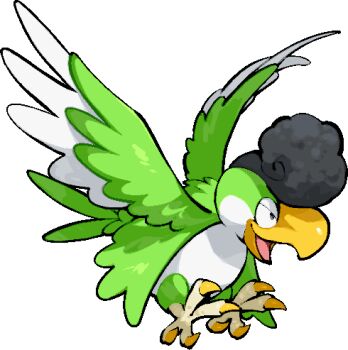 animal_focus commentary_request full_body kawaanago lowres nintendo no_humans open_mouth pokemon pokemon_(creature) pokemon_focus solo squawkabilly squawkabilly_(green) transparent_background