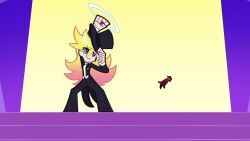 animated audible_music audible_speech blonde_hair brief_(psg) costume dancing english_audio hat kneesocks_(psg) long_hair music panty_&amp;_stocking_with_garterbelt panty_(psg) profanity public_indecency scanty_(psg) singing sound stocking_(psg) tagme top_hat video
