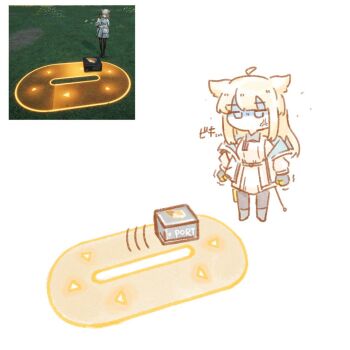 Rule 34 | 1girl, ahoge, anger vein, animal ears, arknights, arknights: endfield, bird ears, bird girl, black thighhighs, blonde hair, chibi, commentary request, completely unamused, dress, game screenshot inset, gameplay mechanics, long hair, long sleeves, off shoulder, pantyhose, partially shaded face, perlica (arknights), screenshot inset, simple background, thighhighs, unamused, white background, white dress, yatagae (yatuno llc)