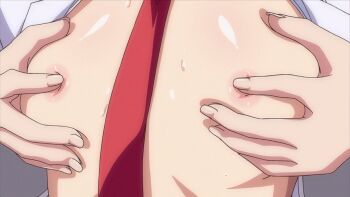 2girls animated animated_gif anime_screenshot breast_hold breasts covered_erect_nipples heavy_breathing highres hizuki_touko hoods_entertainment kagaku_na_yatsura kuze_airi molestation multiple_girls necktie nipple_rub nipple_stimulation nipple_tweak nipples nozaki_masaya open_clothes open_shirt school_uniform small_breasts sweat twitching unbuttoned unbuttoned_shirt yuri