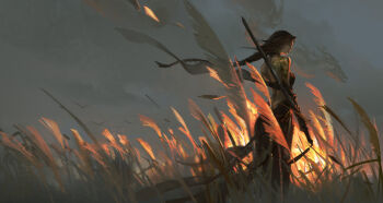 1girl absurdres arm_tattoo back_tattoo backless_dress backless_outfit black_dress black_hair braid chinese_commentary closed_mouth commentary_request dragon dragon_tattoo dress eastern_dragon evening expressionless feet_out_of_frame field floating_hair from_behind highres holding holding_sword holding_weapon leo-dont-want-to-be-a-painter long_hair looking_to_the_side original outdoors scenery simple_bird single_braid solo standing sunlight sword tattoo turning_head weapon wheat