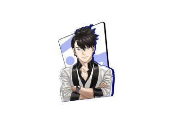 1boy black_hair formal_clothes game_cg kozaki_yuusuke m_hold’em official_art short_hair solo suit tachi-e transparent_background