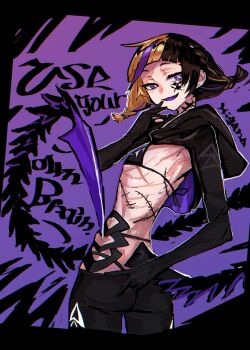 1girl absurdres ass goodruck highres looking_at_viewer pants ribs smile