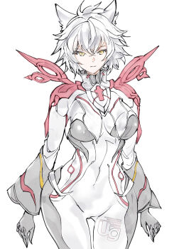 1girl alpha_(xenoblade) alvis_(xenoblade) animal_ear_fluff animal_ears cat_girl corruption dark_persona green_eyes highres monolith_soft na'el_(xenoblade) possessed possession simple_background solo spoilers ug333333 white_background xeno_(series) xenoblade_chronicles_(series) xenoblade_chronicles_3 xenoblade_chronicles_3:_future_redeemed yellow_eyes