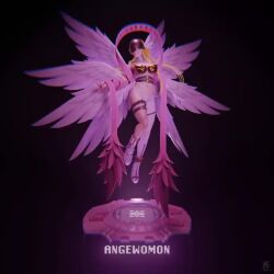 3d angel angel_girl angewomon animated digimon digimon_(creature) head_wings long_hair mask spinning video wings