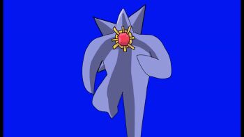 animated astroganger audible_speech blue_background full_body gem gen_1_pokemon highres japanese_audio mega_pokemon mega_starmie meme nintendo no_humans parody pokemon pokemon_(creature) pokemon_focus red_gemstone running running_ganger_(meme) simple_background solo sound starmie tentenchan4545 trait_connection video