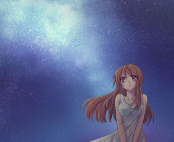 Rule 34 | asahina mikuru, brown hair, dress, long hair, sky, star (symbol), suzumiya haruhi no yuuutsu, tagme