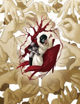 1girl 1other absurdres angel_wings antlers armor arms_around_neck black_hair blonde_hair blue_skin cape colored_skin deer_antlers deer_girl deltarune flower furry furry_female gauntlets hands_on_another's_waist highres horns kris_(dark_world)_(deltarune) kris_(deltarune) mole mole_under_mouth noelle_holiday noelle_holiday_(dark_world) petscoboba red_cape red_eyes red_wings robe rose utdr_(toby_fox) white_robe wings