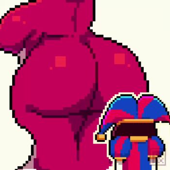 Rule 34 | 1futa, 1girl, animated, ass, breasts, bulge, erection, erection under clothes, futa with female, futanari, huge ass, huge breasts, large penis, penis, pixel art, pixzapix, plump, pomni (the amazing digital circus), queenie (the amazing digital circus), size difference, sound, tagme, the amazing digital circus, video