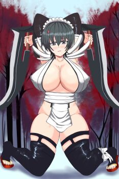 1girl black_hair breasts iroha_(samurai_spirits) large_breasts maid_headdress samurai_spirits