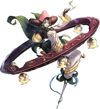 Rule 34 | 1girl, artist request, blue eyes, breasts, brown hair, detached sleeves, dress, full body, highres, multicolored eyes, official art, persona, persona (summon), persona 5, persona 5: the phantom x, plant, solo, thalia (persona), third-party source, transparent background, vines, yellow eyes