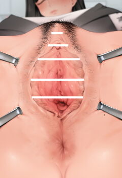 1girl anus bar_censor black_hair blue_archive blush breasts censored closed_eyes highres large_breasts long_hair mole purple_eyes pussy pussy_focus rio_(blue_archive) solo spread_legs toritora