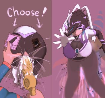 absurdres artist_name artist_request ass ass_focus black_bodysuit blue_eyes bodysuit breasts cleavage dark_magician_girl dildo female_focus fucked_silly helmet highres large_breasts long_hair pov pov_hands rape sex sex_from_behind sex_toy stuck swordsoul_(yu-gi-oh!) swordsoul_of_mo_ye through_wall twintails unworn_headwear unworn_helmet white_hair yu-gi-oh!