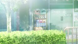 aketa_mikoto animated blonde_hair boots building bush coat earrings english_text hat holding idolmaster idolmaster_shiny_colors jewelry multicolored_hair nail_polish official_art open_mouth pantyhose parallel_collection rain red_eyes red_hair tagme thigh_boots tree umbrella video