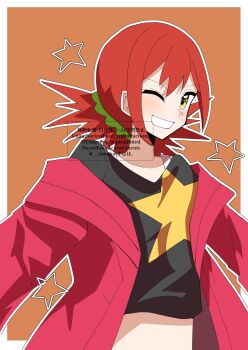 digimon digimon_xros_wars hair_ornament hairclip hinomoto_akari long_hair red_hair sakuya_reina sakuya_reina_(cosplay) star_(symbol) twintails yellow_eyes zunaha