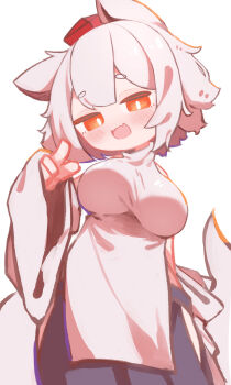 Rule 34 | 1girl, animal ears, chii (tsumami tsumamare), commentary request, detached sleeves, geta, hat, highres, inubashiri momiji, kourindou tengu costume, pom pom (clothes), red eyes, red hat, tail, tengu-geta, tokin hat, touhou, white hair, wolf ears, wolf girl, wolf tail