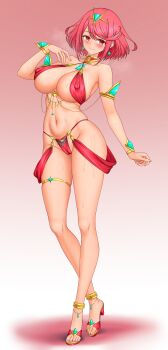 1girl absurdres alternate_costume breasts dancer haishi_kakyo highres pyra_(xenoblade) red_eyes red_hair solo xenoblade_chronicles_(series) xenoblade_chronicles_2