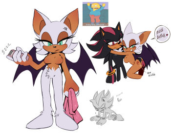 1boy 1girl all_fours anger_vein angry animal_ears animal_nose annoyed aqua_eyes artist_name ass bat_ears bat_girl bat_wings benshir125 black_fur black_hair black_wings blue_eyeshadow blush body_fur bracelet breasts clenched_teeth closed_eyes closed_mouth colored_skin commentary completely_nude controller english_text eyeshadow femdom full_body furry furry_female furry_male furry_with_furry furry_with_non-furry gloves gold_bracelet grabbing_another's_ass green_eyes groping half-closed_eyes hand_up happy heart hetero highres holding holding_controller holding_phone holding_remote_control hug interspecies jewelry large_breasts looking_at_another looking_at_viewer makeup medium_breasts multicolored_fur multicolored_hair multiple_views neck_fur nipples no_nipples nude open_mouth orange_fur orange_skin phone photo_inset red_eyes red_fur red_hair reference_inset remote_control rouge_the_bat sex_toy shadow_the_hedgehog shaving simple_background smile sonic_(series) speech_bubble spoken_heart standing streaked_hair tail talking teeth thought_bubble two-tone_fur u_u vibrator white_background white_fur white_hair wings