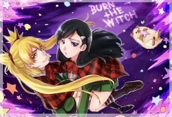1046sstep_btoh black_hair blonde_hair blue_eyes burn_the_witch green_eyes niihashi_noel ninny_spangcole skirt twintails