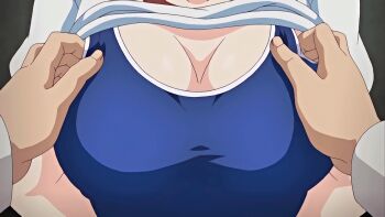 1girl animated animated_gif breasts breasts_out highres large_breasts pulling_another's_clothes tagme top_pull