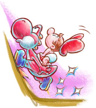 2boys baby baby_mario blue_boots boots brown_hair colored_skin from_side harada_masamichi hat lowres mario mario_(series) multiple_boys nintendo official_art red_hat red_skin red_yoshi short_hair simple_background sparkle third-party_source transparent_background yoshi yoshi&#039;s_new_island