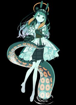 1girl absurdres black_background blunt_bangs book closed_mouth double_bun dress flower full_body gauntlets hair_bun halo hashtag-only_commentary highres holding holding_book hololive hololive_english hugging_book hugging_object long_hair looking_at_viewer nasu_(nasu8901) ninomae_ina'nis ninomae_ina'nis_(ina_the_hero) official_alternate_costume orange_hair simple_background smile solo standing tentacle_hair tentacles virtual_youtuber wavy_hair white_dress