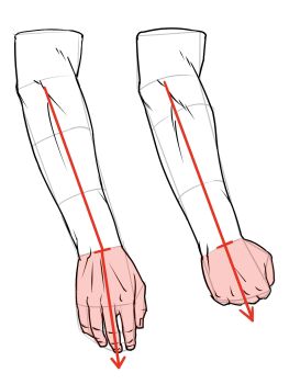 1boy arm_focus arrow_(symbol) check_commentary clenched_hand commentary_request cropped_arm guide highres how_to katou_kouta lineart male_focus monochrome multiple_views original simple_background spot_color white_background