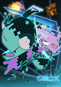 Rule 34 | 2girls, blonde hair, bow, car, chakram, chuck (psg), daft punk, gainax, gainaxtop, guy manuel de homem-christo, hair bow, motor vehicle, multicolored hair, multiple girls, official art, panty &amp; stocking with garterbelt, panty (psg), parody, recognizer, ribbon, see-through (psg), smile, stocking (psg), thomas bangalter, tron, tron: legacy, tsurumaki kazuya, two-tone hair, weapon