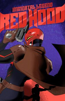 Rule 34 | 1boy, batman (series), black bodysuit, black gloves, bodysuit, brown jacket, cassncam, dc comics, gloves, grey bodysuit, highres, jacket, male focus, mask, multicolored bodysuit, muscular, muscular male, open clothes, red hood (dc), red mask, superhero costume, taut bodysuit, two-tone bodysuit