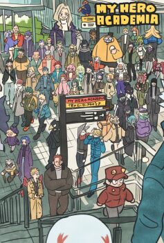 all_might ashido_mina asui_tsuyu bakugou_katsuki best_jeanist blonde_hair boku_no_hero_academia dark-skinned_female dark_skin endeavor_(boku_no_hero_academia) everyone hagakure_toru lady_nagant long_hair midoriya_izuku mineta_minoru mirko mount_lady orange_hair smile spinner_(boku_no_hero_academia) takeuchi_ryousuke todoroki_shoto toga_himiko yaoyorozu_momo