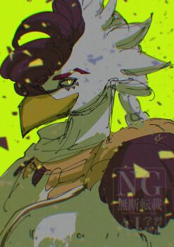 1boy beak bird_boy brown_hair closed_mouth commentary_request furry furry_male green_background highres hyrule_warriors:_age_of_imprisonment looking_at_viewer male_focus nintendo profile raphica_(zelda) smile stktik09060906 the_legend_of_zelda the_legend_of_zelda:_tears_of_the_kingdom upper_body