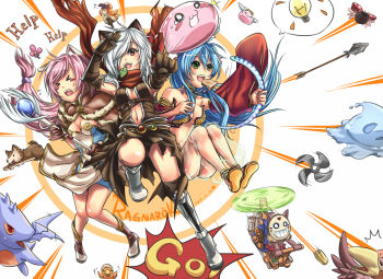 >_< 3girls :3 angeling animal_ears armored_boots arrow_(projectile) assassin_cross_(ragnarok_online) baby_animal bikini bird black_cape black_gloves black_leotard black_thighhighs blue_dress blue_hair blush_stickers boots breasts brown_cape brown_gloves bug bullet cape cat_ears cat_girl chick cleavage commentary_request condor_(ragnarok_online) dated desert_wolf_(ragnarok_online) detached_sleeves dress elbow_gloves full_body fur-trimmed_cape fur_trim ghost ghostring gloves green_eyes gypsy_(ragnarok_online) hair_over_one_eye harem_pants high_wizard_(ragnarok_online) holding holding_staff insect jumping ladybug large_breasts leotard long_hair looking_afar looking_at_viewer medium_breasts medium_hair multiple_girls navel open_mouth pants peco_peco petite_(ragnarok_online) picky_(ragnarok_online) pink_hair poring ragnarok_online red_scarf red_sleeves revealing_clothes rotar_zairo sandals scarf see-through_clothes see-through_pants short_dress shuriken slime_(creature) smile staff stainer strapless strapless_bikini swimsuit thighhighs two-tone_dress waist_cape weapon wei_yudu_rou white_background white_dress white_hair wolf yellow_bikini yellow_sandals