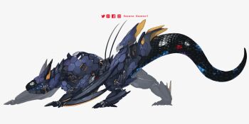 animal_focus artist_name commentary dragon english_commentary facebook_logo facebook_username from_side full_body horizon_(video_game) horizon_zero_dawn instagram_logo instagram_username making-of_available mecha mechanization monster_hunter_(series) nargacuga no_humans non-humanoid_robot pixiv_logo pixiv_username robot robot_animal science_fiction simple_background solo speedpaint twitter_logo twitter_username white_background wyvern xezeno