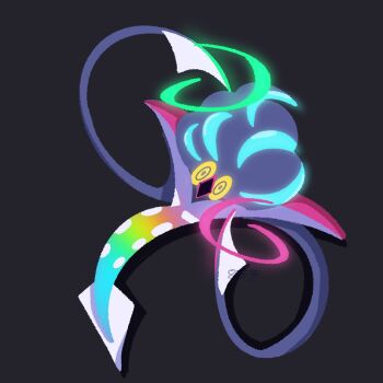 beak closed_eyes colored_sclera floating full_body gen_6_pokemon glowing heart highres iltuki looking_at_viewer malamar mega_malamar mega_pokemon neon_lights nintendo no_humans open_mouth pokemon pokemon_(creature) pokemon_focus squid tentacles yellow_eyes