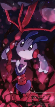 commentary_request floette floette_(eternal) full_body gen_6_pokemon highres holding mega_floette mega_pokemon nintendo no_humans open_mouth pokemon pokemon_(creature) pokemon_focus solo thealla1024 watermark