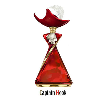 ascot bottle captain_hook disney feathers hat hat_feather no_humans objectification perfume_bottle pirate pirate_hat red_hat tamagotaberu tricorne walt_disney&#039;s_peter_pan white_background