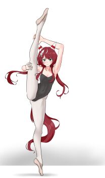 1girl absurdres ballerina black_leotard brown_hair highres horse_girl leotard pantyhose split standing standing_on_one_leg standing_split umamusume white_pantyhose win_variation_(umamusume)