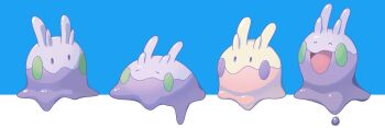 ^_^ alternate_color ama_luna197 closed_eyes closed_mouth commentary_request gen_6_pokemon goomy nintendo no_humans open_mouth pokemon pokemon_(creature) shiny_pokemon simple_background solid_oval_eyes