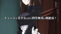 animated arched_back arms_behind_back bent_over blue_eyes bouncing_breasts breasts brown_hair censored clenched_teeth clothed_sex constricted_pupils crying crying_with_eyes_open eyebrows hair_in_own_mouth heart heart-shaped_pupils knees_together_feet_apart legs_apart lying maid maid_headdress maid_kyouiku_botsuraku_kizoku_rurikawa_tsubaki medium_breasts mosaic_censoring mouth_hold multiple_views nipples on_back penis pov pov_crotch pov_hands preview rape rurikawa_tsubaki sequential sex sex_from_behind sound spread_legs standing symbol-shaped_pupils tears teeth torso_grab trailer_(media) video