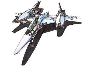 1980s_(style) aircraft airplane canopy_(aircraft) choujikuu_yousai_macross energy_cannon fighter_jet highres kawamori_shouji landing_gear macross macross_flashback_2012 marker_(medium) military_vehicle no_humans official_art oldschool production_art retro_artstyle roundel scan science_fiction shadow simple_background solo traditional_media u.n._spacy variable_fighter vehicle_focus vf-4 vfx-4