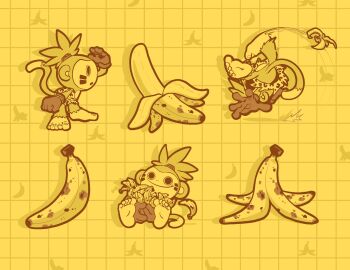 absurdres banana digimon digimon_(creature) food fruit highres koemon monkey smile tail
